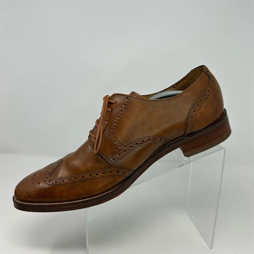 Cole Haan Men's Brown Wingtip Brogue Oxford Dress Shoes Lace-Up Classic Size 14